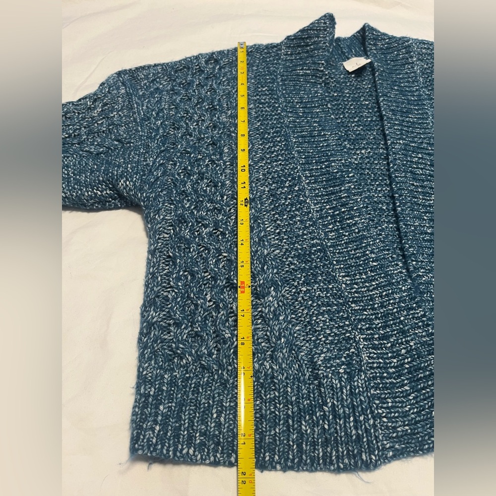 CAbi Women’s Blue/ White Astral Open Front LS Cable Knit Cardigan SweaterSize XS - Picture 12 of 13